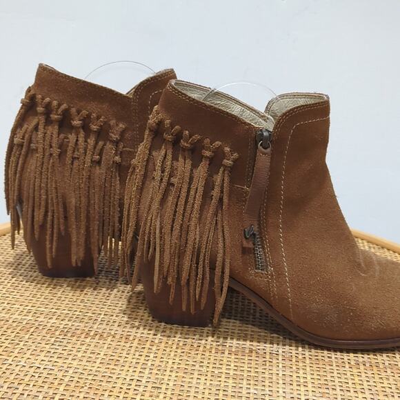 Vélez for Leather Lovers Fringe Suede Boots US Women's 10 Western Heeled Booties - Picture 5 of 9
